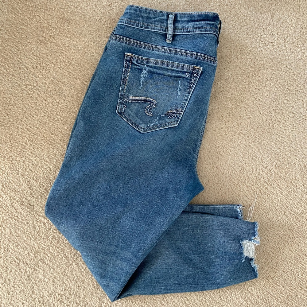 Distressed Silver Jeans, Suki Skinny Crop, Sz 16